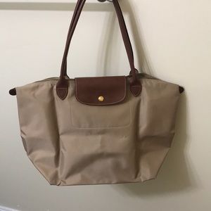 Longchamp Le Pliage large tote bag in beige